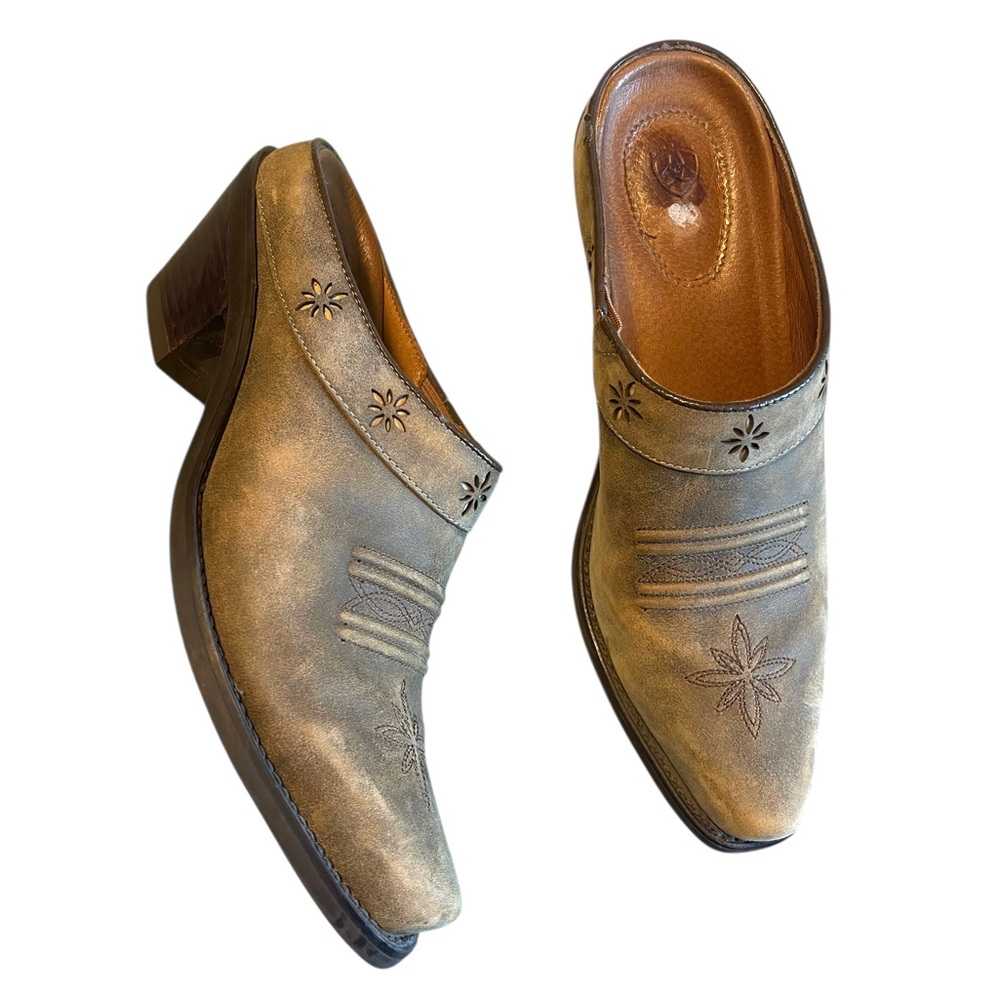 Ariat Desert Star Leather Shoes Size 6.5 B Brown Mules Western Cowgirl Boots